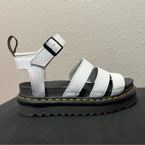 Dr Doc Martens Women’s 8 Blaire Platform Strappy Sandal Shoe White Leather